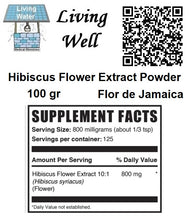 Load image into Gallery viewer, Try our Livingwell Hibiscus Flower Extract Powder. Let yourself be swept away by the essence of nature's splendid charm with this enchanting elixir, crafted to elevate your self-care experience to new heights. These are some of the benefits of Hibiscus