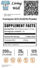 Load image into Gallery viewer, Try Livingwell Coenzyme Q10 (CoQ10) Powder and experience its benefits. CoQ10 is found in the membranes of muscle cells, where it helps to add stability to the muscle cell. This can help the muscle fiber be more resilient against mechanical damage, such as intense exercise. This was shown in yet another study from the Japanese group at the University of Tsukuba.