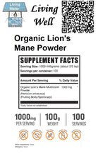 Load image into Gallery viewer, Lion’s mane mushroom may be a potential alternative treatment for depression, according to a 2020 abstract in the Journal of Molecular Science. The abstract highlights three ways in which lion’s mane may ease depression symptoms:  Helping ensure the presence of sufficient neurotransmitters Reducing the loss of nerve growth brought about by stressful situations Minimizing inflammation linked to depression. Try Livingwell Organic Lion's Mane Powder