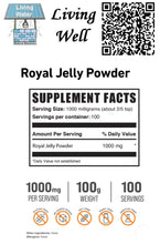 Load image into Gallery viewer, Royal Jelly Powder increases testosterone levels in men that regularly consume it, as well as improving sperm quality. Royal jelly has also been shown to have a positive impact on the FSH/LH ratio, however, this effect is reversible upon cessation of supplementation. Royal jelly increases libido, too. Try our finest quality Livingwell Royal Jelly Powder and see for yourself