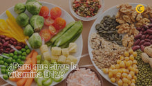 Load and play video in Gallery viewer, La vitamina B12 es importante para el metabolismo dentro del cuerpo. El mismo abarca los procesos de generación y uso de energía, incluyendo nutrición, digestión, absorción, eliminación, respiración, circulación y regulación de la temperatura.