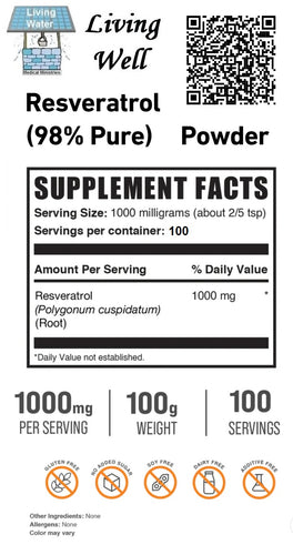 Like other antioxidants, resveratrol contains various protective qualities that may help your body carry on a number of daily processes and fight off illness. There’ve been numerous studies documenting a wide array of antioxidants’ potential benefits that include anti-aging effects, anti-cancer effects and more. Try Livingwell Resveratrol (98% Pure) Powder.