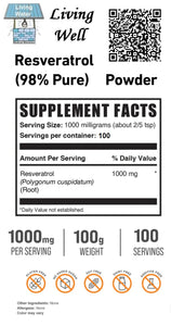 Like other antioxidants, resveratrol contains various protective qualities that may help your body carry on a number of daily processes and fight off illness. There’ve been numerous studies documenting a wide array of antioxidants’ potential benefits that include anti-aging effects, anti-cancer effects and more. Try Livingwell Resveratrol (98% Pure) Powder.