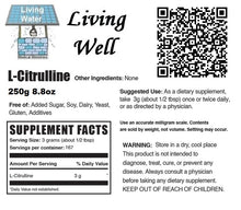 Load image into Gallery viewer, Try Livingwell Living Well L Citrulline Powder. Citrulline In contrast, citrulline supplementation not only resulted in an increase in arginine flux, but also in a greater increase in plasma arginine concentration than arginine supplementation itself. For these reasons, citrulline was a more efficient supplement than arginine in increasing arginine availability.
