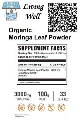 Try Livingwell Organic Moringa Leaf Powder. Many people traditionally use moringa as food and for medicinal purposes. Protecting and nourishing skin and hair. ... Treating edema. ... Protecting the liver. ... Preventing and treating cancer. ... Treating stomach upset. ... Fighting foodborne bacterial infections. ... Preventing rheumatoid arthritis.