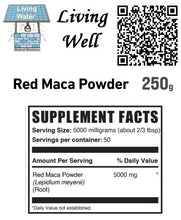 Load image into Gallery viewer, Try Livingwell Red Maca Powder. Eating maca every day can help to lower blood pressure. Can reduce and fight the symptoms of menopause. Can increase and improve fertility in both men and women. Maca can fight osteoporosis in women.
